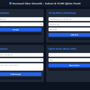 Kurumsal Siber Güvenlik – Subnet & VLSM Eğitim Paneli